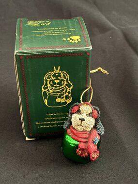 New Vintage Boyds Bear Bearstone Dog w/Bell Ornament